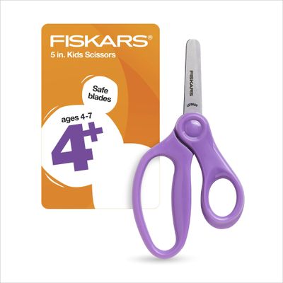 Fiskars 5" Blunt-Tip Scissors for Kids Ages 4-7, For School or Crafting, Purple