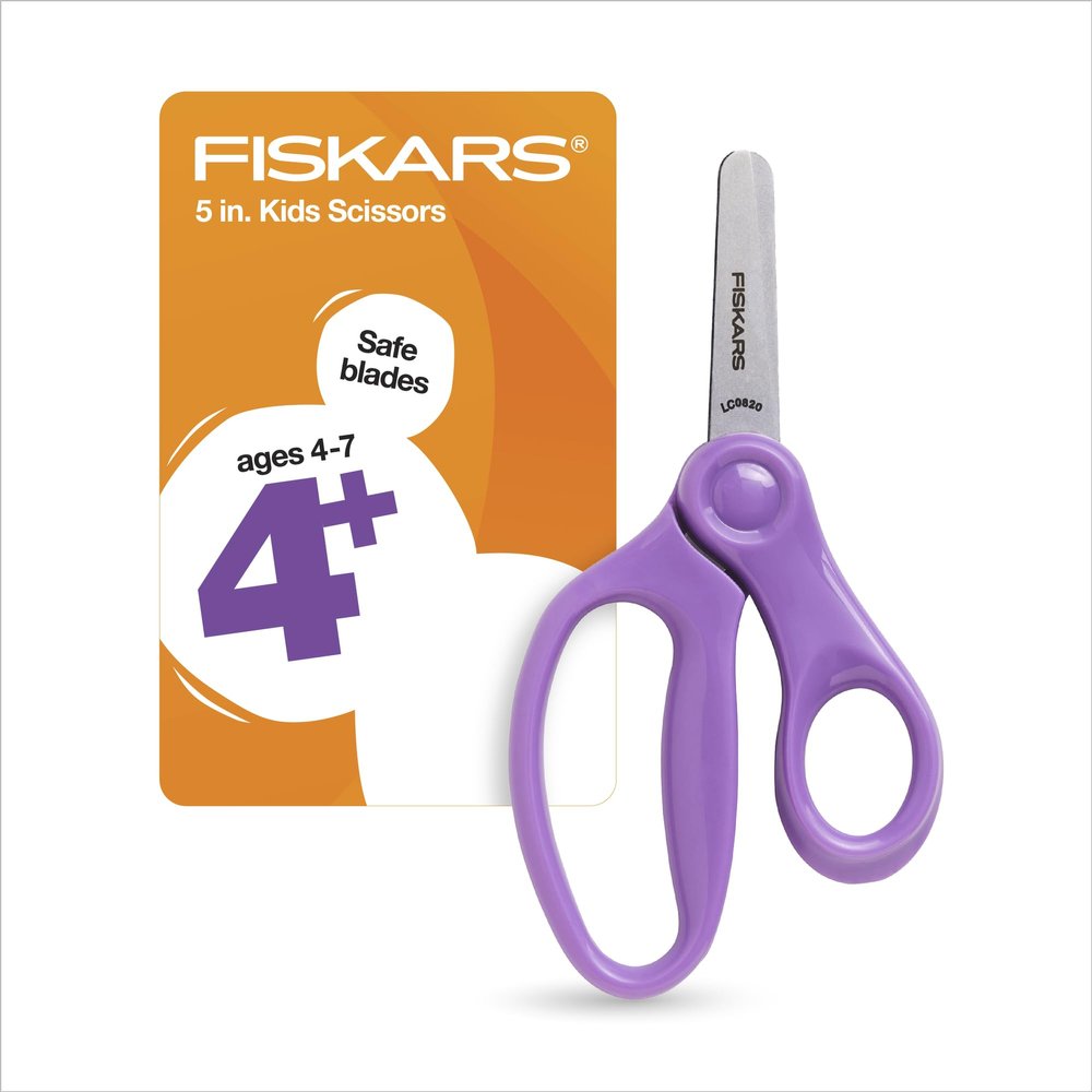 Fiskars 5" Blunt-Tip Scissors for Kids Ages 4-7, For School or Crafting, Purple