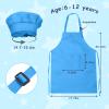 IAGBIBUI Kids Apron and Chef Hat Set, 16 Pieces Boys Girls Kids Apron with 2 Pockets Adjustable for Cooking Classroom Baking Painting, 6-13 Years, Multicolor view 2