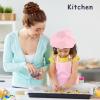IAGBIBUI Kids Apron and Chef Hat Set, 16 Pieces Boys Girls Kids Apron with 2 Pockets Adjustable for Cooking Classroom Baking Painting, 6-13 Years, Multicolor view 4