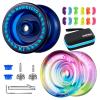 MAGICYOYO Responsive Yoyos for Beginner, Plastic Dual Purpose Pro Yo yo 2 Pack Gradient Yo-Yo K2 + Kids Yoyo K1 with 12 Yo-yo Strings, Yoyo Case + Accessories Kit (K2 Gradient + K1 Dark Blue) view 1