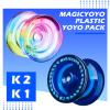 MAGICYOYO Responsive Yoyos for Beginner, Plastic Dual Purpose Pro Yo yo 2 Pack Gradient Yo-Yo K2 + Kids Yoyo K1 with 12 Yo-yo Strings, Yoyo Case + Accessories Kit (K2 Gradient + K1 Dark Blue) view 2