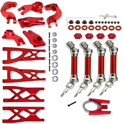 RCMYou Upgrades Part for 1/10 Vorteks/Granite/Senton 4x4 3S Blx & Mega 550,Front Rear Drive Shaft,Arms,Steering Blocks Caster Blocks C-Hubs Stub Axle Carriers,Driveshaft Support,Red