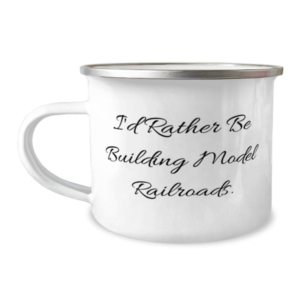 Funny Model Railroads Gifts, I'd Rather Be Building Model, Cute Birthday 12oz Camper Mug Gifts For Friends From Friends, Model trains, Train sets, Toy trains, Railroad accessories, Gift for train