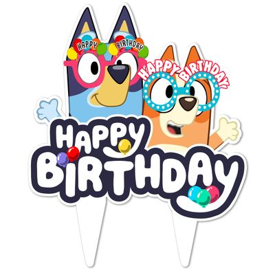 Blue Dog and Friends Birthday Cake Topper Party Decor