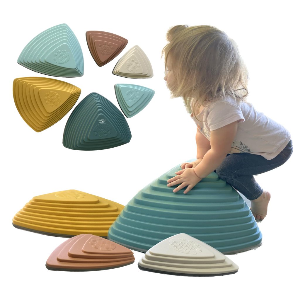 Everett & Avery Co. Sensory Stepping Stones for Kids - Set of 6 Premium Balance Stones for Obstacle Courses