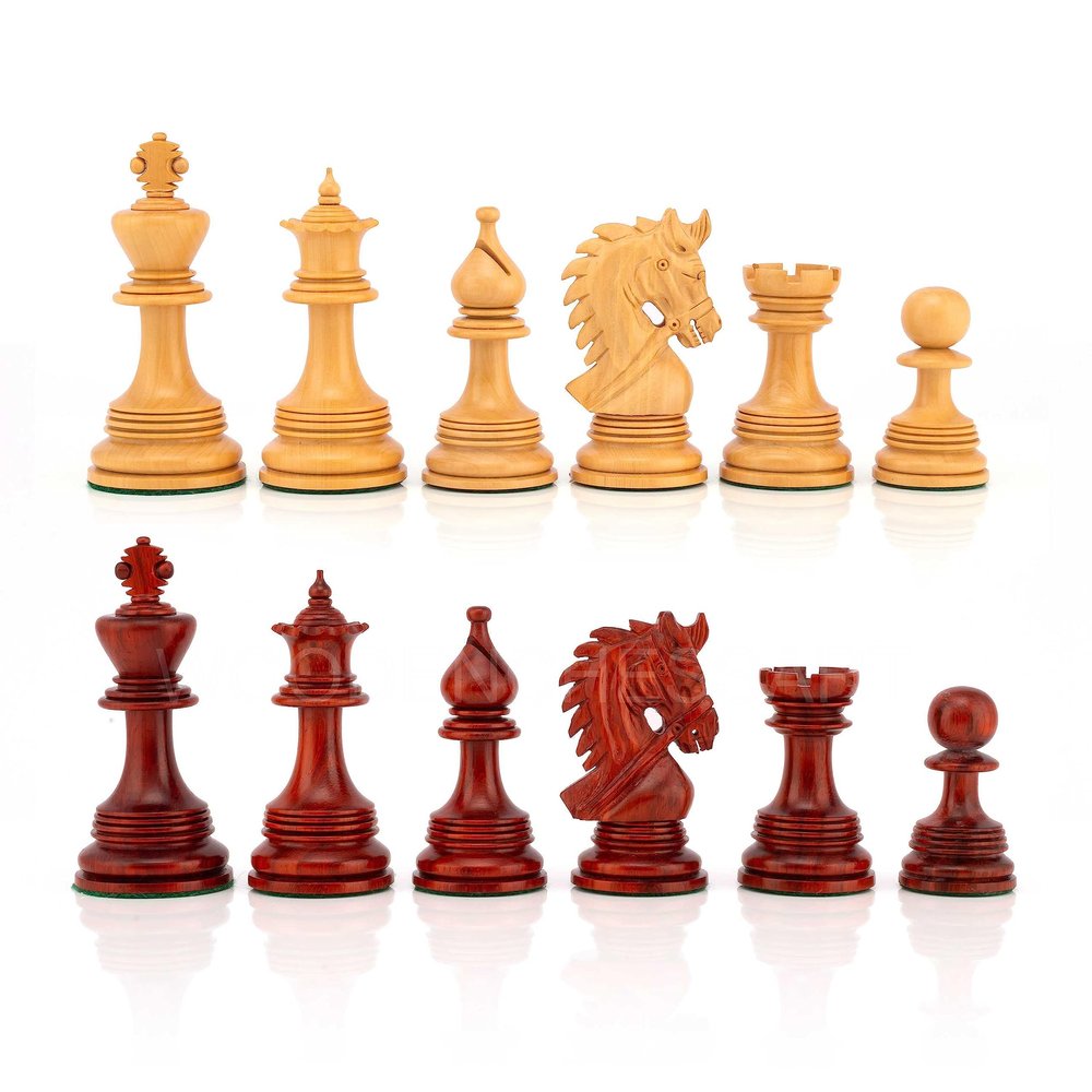 4.3 Napoleon Luxury Staunton Chess Pieces Only - Triple Weighted (Bud Rosewood & Boxwood)