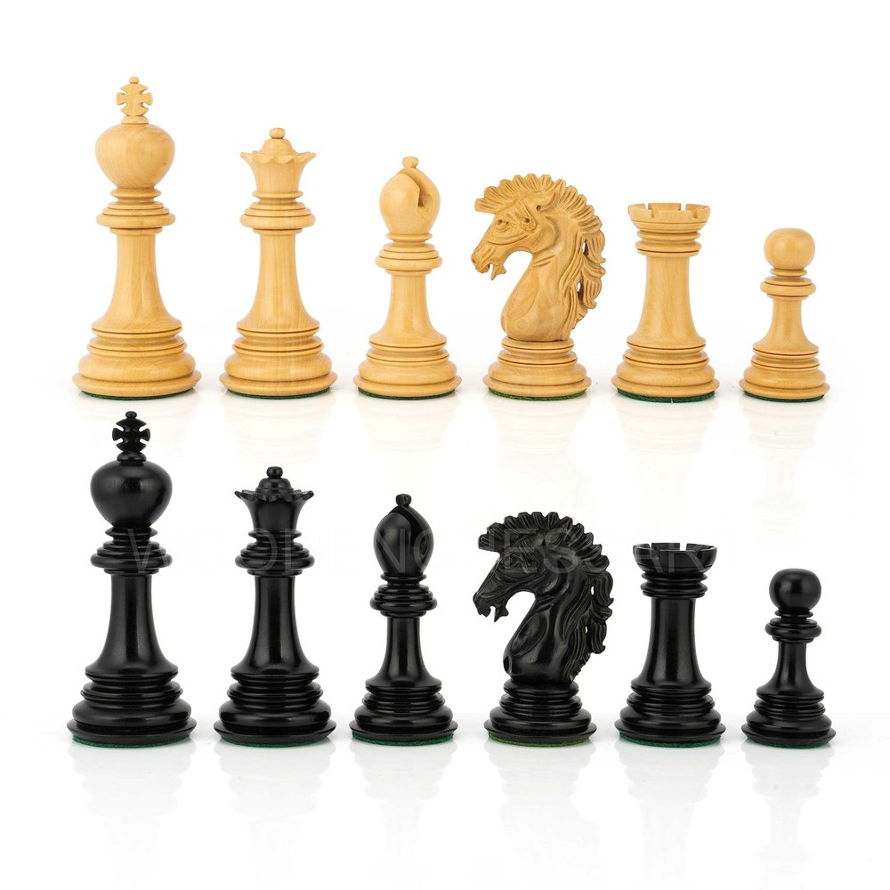 4.5 The Dragon Luxury Artisan Series Chess Pieces Only - Triple Weighted (Ebony & Boxwood)