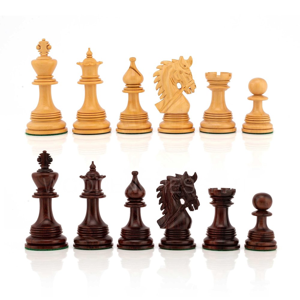 4.3 Napoleon Luxury Staunton Chess Pieces Only - Triple Weighted (Rosewood & Boxwood)