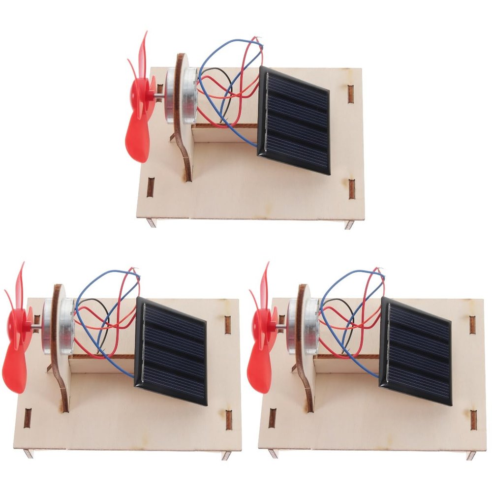 DIY Solar Powered Wooden Assembly Toy Kit - Stem Science Educational Craft for Kids, 3 Sets of Solar Fan Construction Kits for Boys and Girls, 4.01 X 4.33 X 9.33 Inches