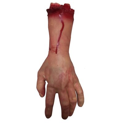 Ciieeo 2PCS Fake Human Arm Hands Halloween Bloody Dead Body Parts Scary Broken Men Hand Blood Horror Halloween Severed Bloody Hands