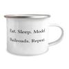 Sarcastic Model Railroads Gifts, Eat. Sleep. Model Railroads. Repeat, Gag 12oz Camper Mug For Friends, From Friends, Model trains, Train sets, Toy trains, Electric trains, train set, Ho scale trains, view 2
