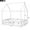 RUNNA Full Size Wood House Bed with Fence and Door, Gray Wash for Girls Boys Childrensuitable or Different People to Exploring Their Imagination (White-Fence Bed) view 2