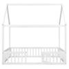 RUNNA Full Size Wood House Bed with Fence and Door, Gray Wash for Girls Boys Childrensuitable or Different People to Exploring Their Imagination (White-Fence Bed) view 4