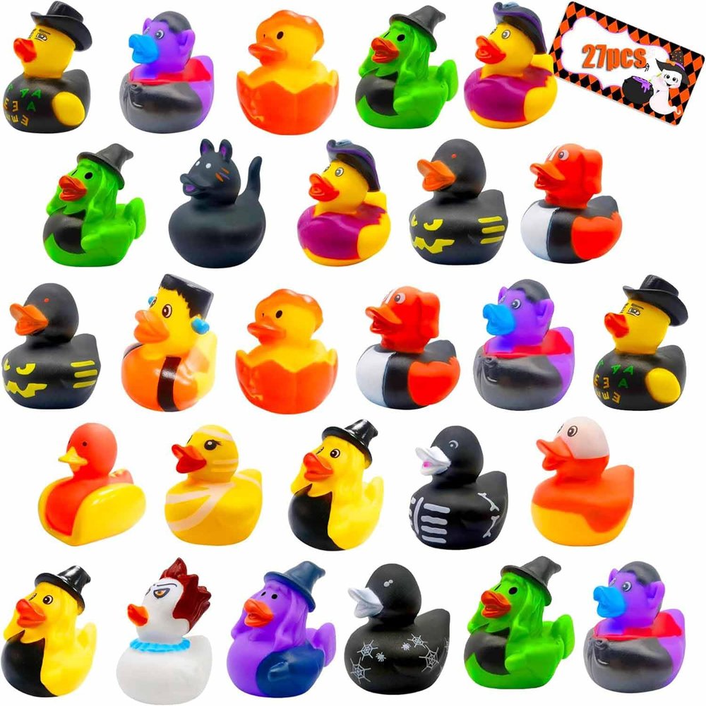 27 Pcs Halloween Party Favors Rubber Ducks,Baby Showers Accessories Bath Toys for Kids Halloween Decorations Trick or Treat Supplies Goodie Bag Fillers(Halloween)