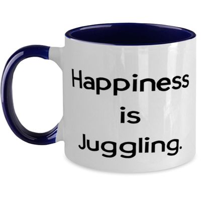 Beautiful Juggling Gifts, Happiness is Juggling, Birthday Two Tone 11oz Mug For Juggling from Friends,