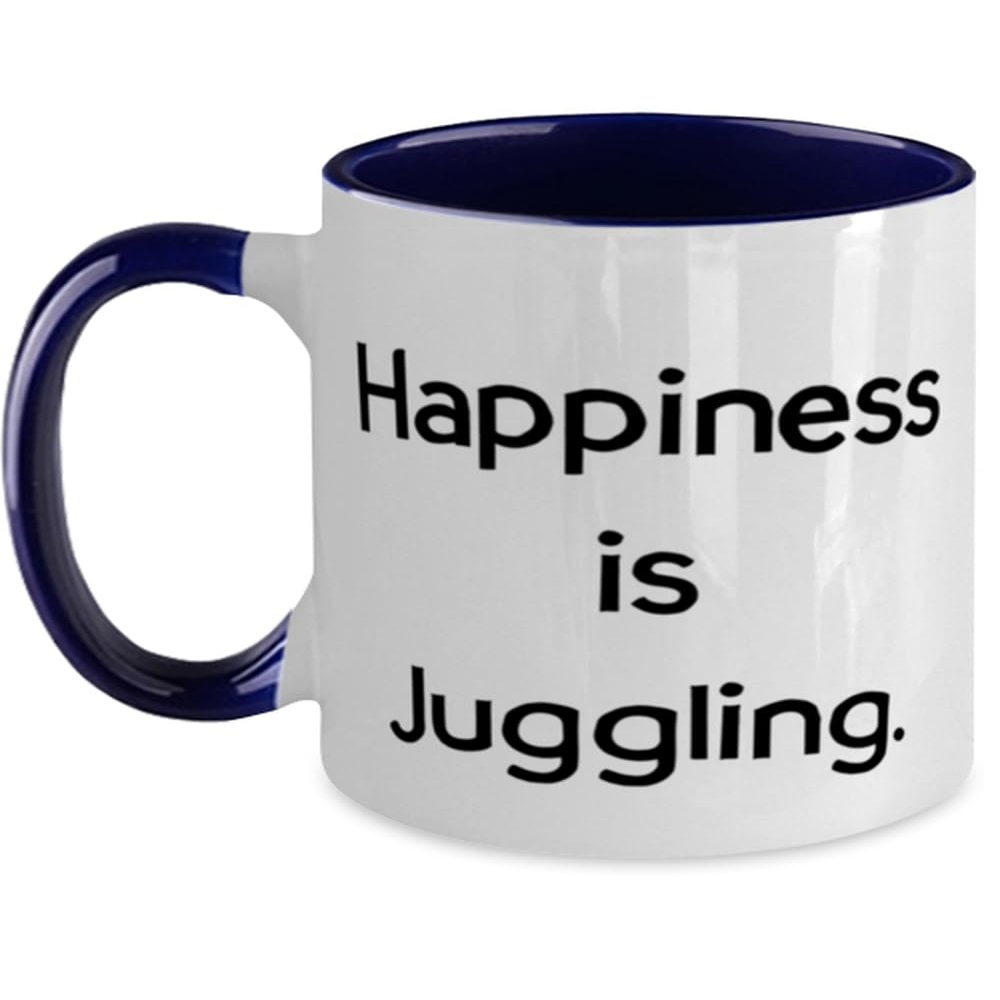 Beautiful Juggling Gifts, Happiness is Juggling, Birthday Two Tone 11oz Mug For Juggling from Friends,