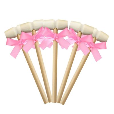 Gogogmee 5pcs Wooden Hammers Multifunctional Crab Mallets for Boys and Girls Cake Decorating Crafts Includes Ribbons for Easy for Home Restaurant Use