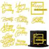 10 PCS Gold Happy Birthday Acrylic Cake Toppers Mirrored Side Cake Decorations Inserts 10 Styles view 1