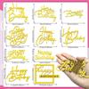 10 PCS Gold Happy Birthday Acrylic Cake Toppers Mirrored Side Cake Decorations Inserts 10 Styles view 2
