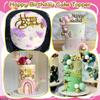10 PCS Gold Happy Birthday Acrylic Cake Toppers Mirrored Side Cake Decorations Inserts 10 Styles view 4