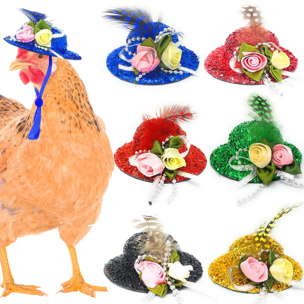 ComiMag 6 Pieces Chicken Hats, Doll Hats, Bear Clothes, Stuffed Animal Clothing, Chicken Helmets