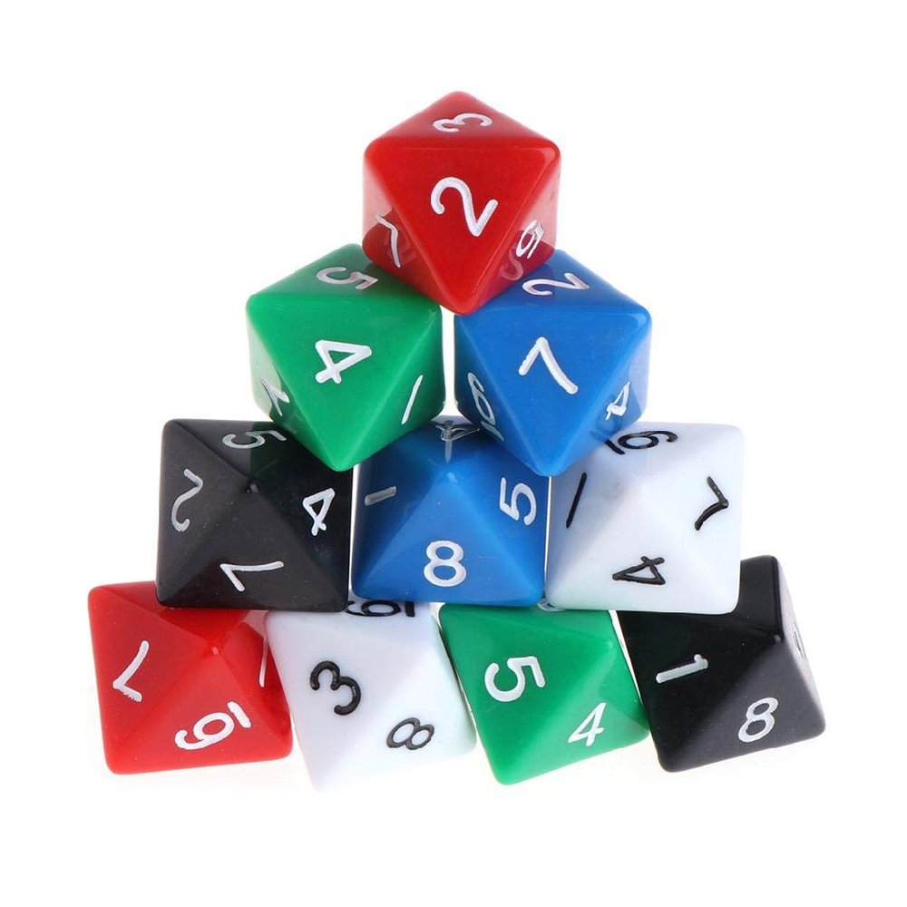 10Pcs/Pack Acrylic 8 Sided D8 Various Shapes Sculpture Digital Dices for Club Party Family Board Game Accessories