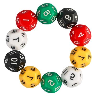10Pcs/Set Acrylic 12 Sided D12 Sculpture Polyhedral Dices for Club Party Family Board Game Props