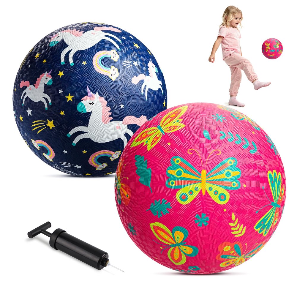 ZOOJOY Playground Balls, Balls for Kids 3-12, 8.5" Pack of 2 Bouncy Ball