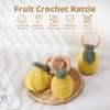 WOODEN TEETHER Crochet Baby Rattle, Crochet Baby Toys, Organic Wooden Newborn Toys, Newborn Animal Rattle ToysKnitted Stuffed Animals Gifts for Baby, Lemon view 2