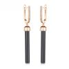 2023 Trend Earrings Ceramic 585 Rose Gold Geometric Drop Earring for Women Black Cylindrical Crystal Elegant Christmas Jewelry view 1