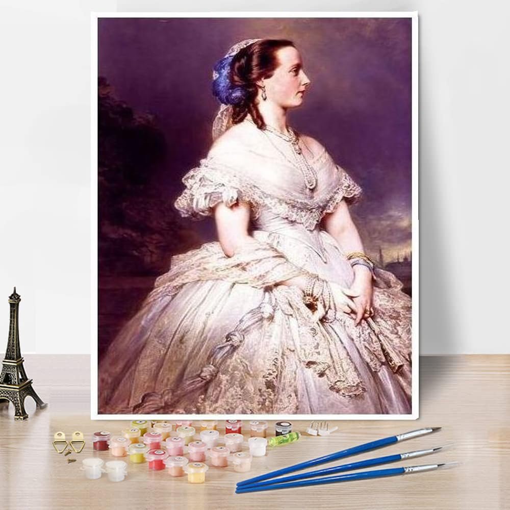 DIY Oil Painting Kit,Marie Henriette of Austria Painting by Franz Xaver Winterhalter Paint by Numbers Kit for Kids and Adults