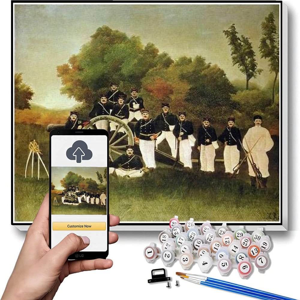 DIY Oil Painting Kit,The Artillerymen Painting by Henri Rousseau Arts Craft for Home Wall Decor