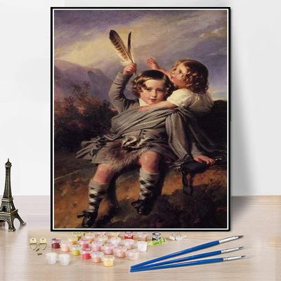 DIY Oil Painting Kit,Prince Alfred and Princess Helena Painting by Franz Xaver Winterhalter DIY Oil Painting Paint by Number Kits