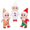 3 Pieces Tiny Doll Christmas Miniature Twins Red and Green Newborn Baby Gifts Stocking Stuffers for New Year Holiday Decorations Xmas Prop Accessories(Bright Style) view 1