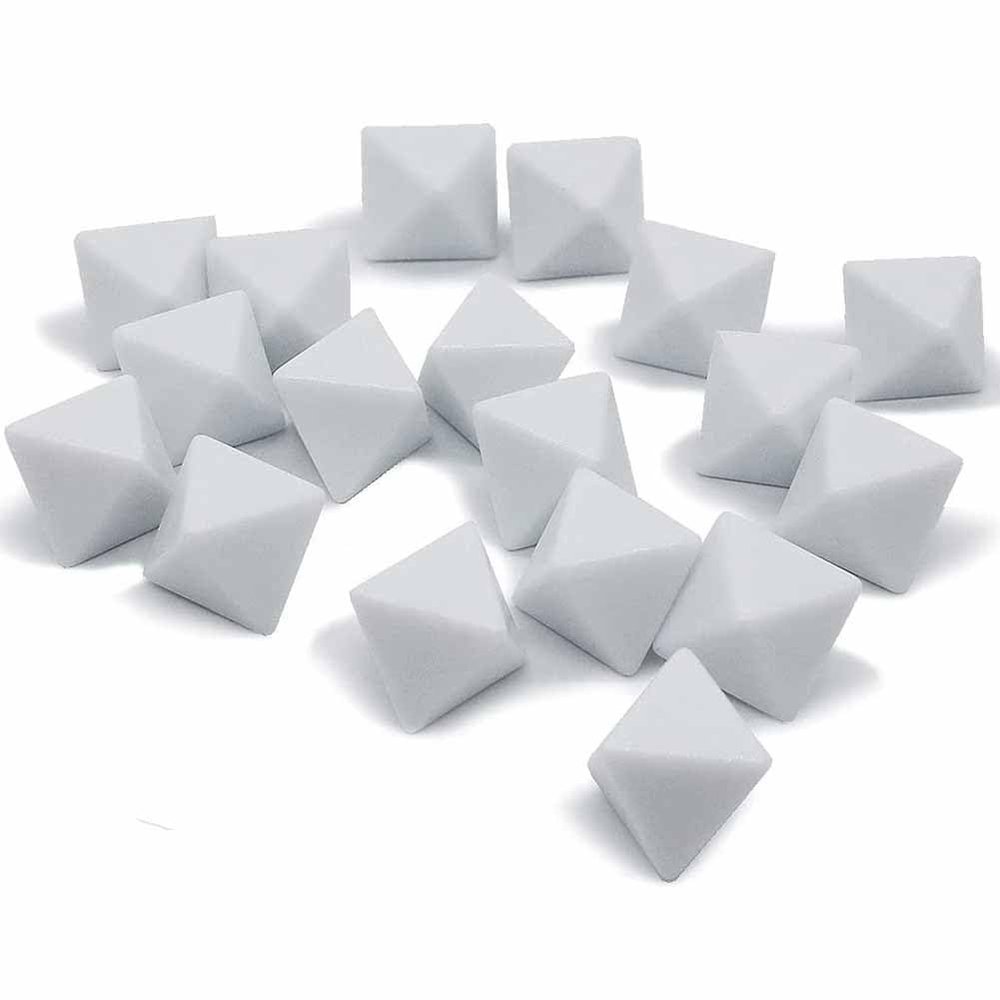 20 Pcs Blank Acrylic Dice White 8 Sided Game Dice for DIY Crafts
