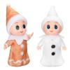2 Pieces Christmas Doll Small Baby Twins in Bib Pants and Bodysuit Miniature Accessories Green and Red Boy and Girl Toy Suitable for Xmas New Year Decorations(Cute Style) view 1