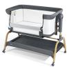 Jimglo 3 in 1 Baby Bassinet, Bedside Bassinet for Baby, Rocking Bassinet with Comfy Mattress and Wheels, 6 Height Adjustable Easy Folding Portable Bedside Crib for Newborn view 1