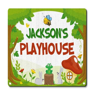 VOTANTA Personalized Playhouse Doormat Cute Animal Door Mat for Kids Girls Boys Custom Name Playhouse Sign Treehouse Yard Clubhouse Decor Kids Playground Welcome Door Mat Rug Indoor Outdoor 24"x16"