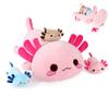 Onsoyours Axolotl Stuffed Animal Mommy 19.7" with 3 Baby Axolotl Plushies in Tummy, 4 Piece of Cute Axolotl Plush Pillow Toys for Kids Girls Boys (Pink Axolotl Family) view 1