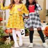 90s Plaid Dresses Halloween Dress Long Sleeve Cute One Piece Dress 9-10 Years view 3