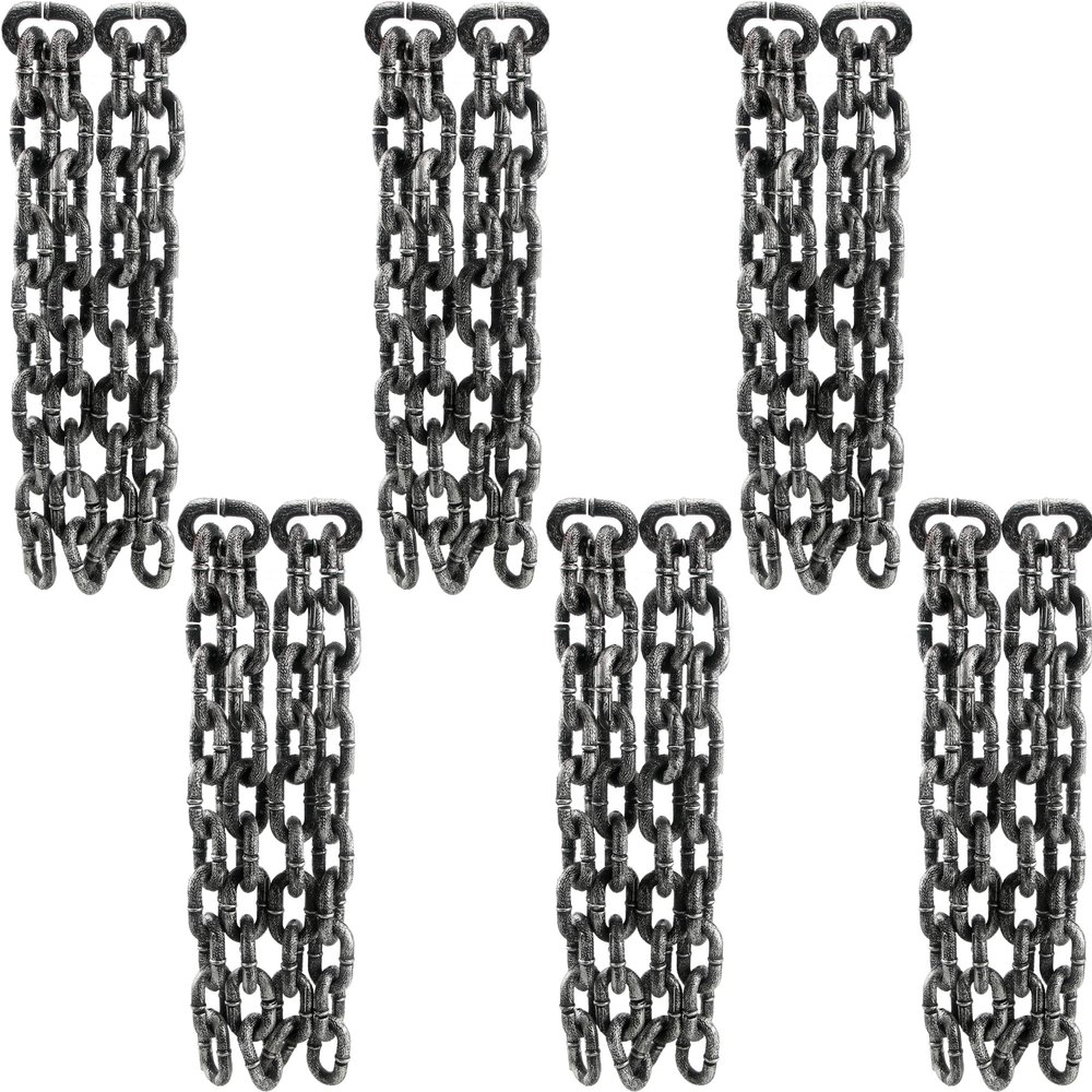 6 Pack 6 Feet Halloween Chains Props Plastic Chains Props Fake Link Prison Chain for Halloween Home Yard Party Decoration
