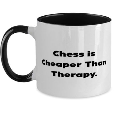 Fancy Chess Two Tone 11oz Mug, Chess is Cheaper Than Therapy, Unique Gifts for Friends from Friends, Birthday Gifts, Chess sets, Chess boards, Chess pieces, Travel chess sets, Magnetic chess sets,