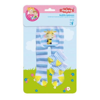 Heless 8781 Funny Design Clothes, Tights and Socks with 3 Designs (Assorted) for Dolls and Plush Animals 28 to 35 cm, 8781, Multi-Colour