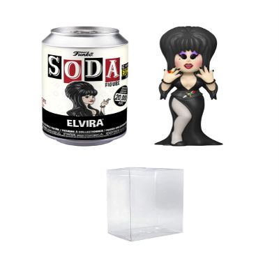 Funko Vinyl Soda: Elvira: Mistress of The Dark - Elvira Entertainment Earth Exclusive Bundled with a Byron's Attic Soda Protector
