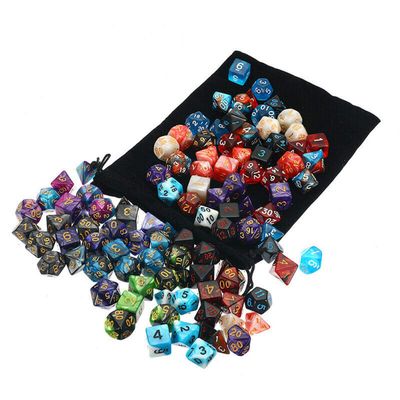 105 Pcs Dice Set Polyhedral Dices 7 Color Role Playing Table Game with Cloth Game Multi-sied Dice