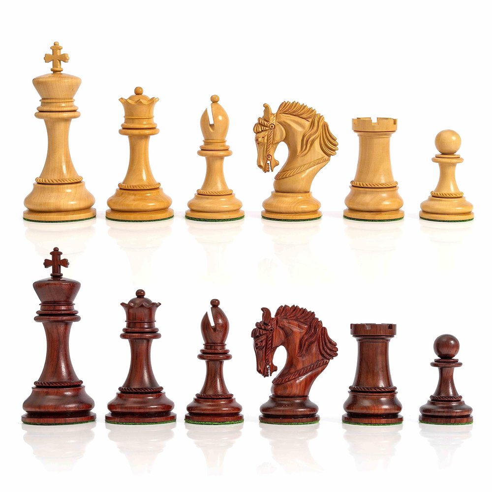 4.5 The King Arthur Staunton Luxury Chess Pieces Only - Triple Weighted (Bud Rosewood & Boxwood)
