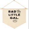 Rad Little Gal - Smiley Peace Sign -Flag Decor Gifts for Girls Kids-Banner Pennant Wall Sign Gifts for Nursery,Baby Room,Reading Room,Playroom Bedroom, view 1