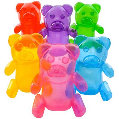 4E's Novelty Inflatable Gummy Bears Huge 24" - Great for Party Decorations, Unique Blow Up Pool Toys for Kids, Candyland Themed Birthday Party Decorations Supplies - Pack of 6