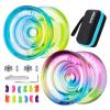 MAGICYOYO Responsive Yoyo Professional K2 Crystal, Dual Purpose Yo yo for Kids and Advanced Players, Plastic Gradient Yo-yos with 12 Yoyo Strings, Yo-Yo Case, Accessory Kit (Gradient Pack) view 1